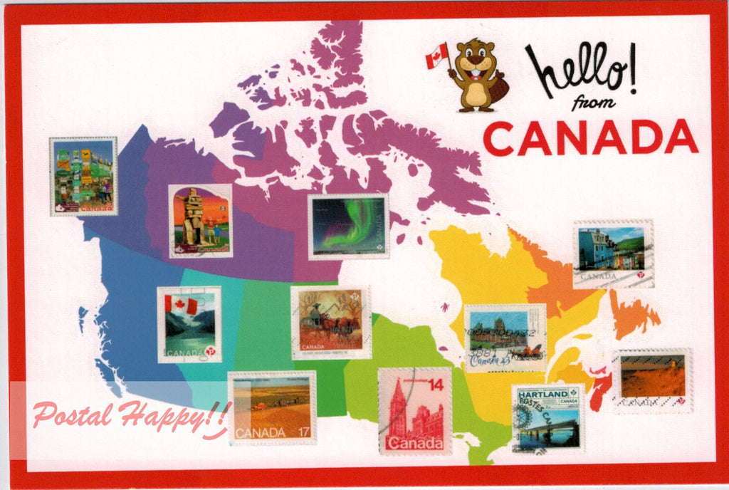 Hello from Canada Map Postcard