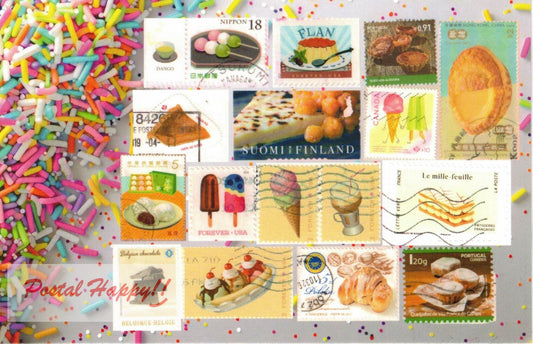 Desserts Stamps Collage Postcard
